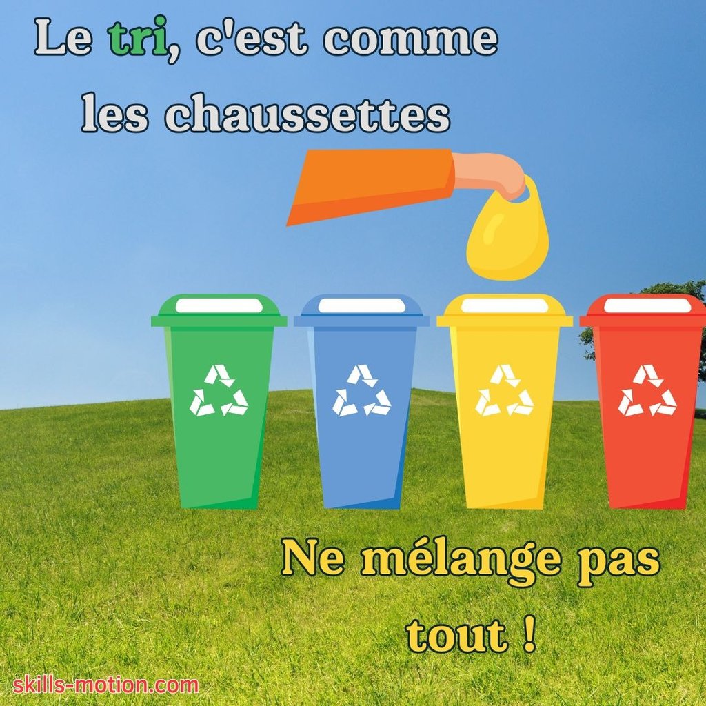 slogan humour affiche recyclage poubelle jaune