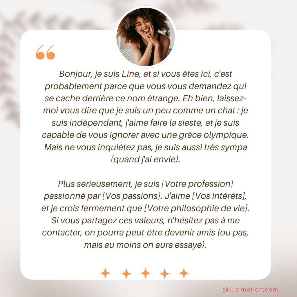 Texte original pour se présenter à l’écrit : exemple dans un style humoristique et décalé