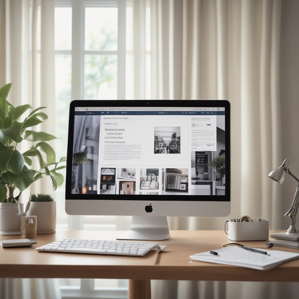 Computadora que refleja una página web