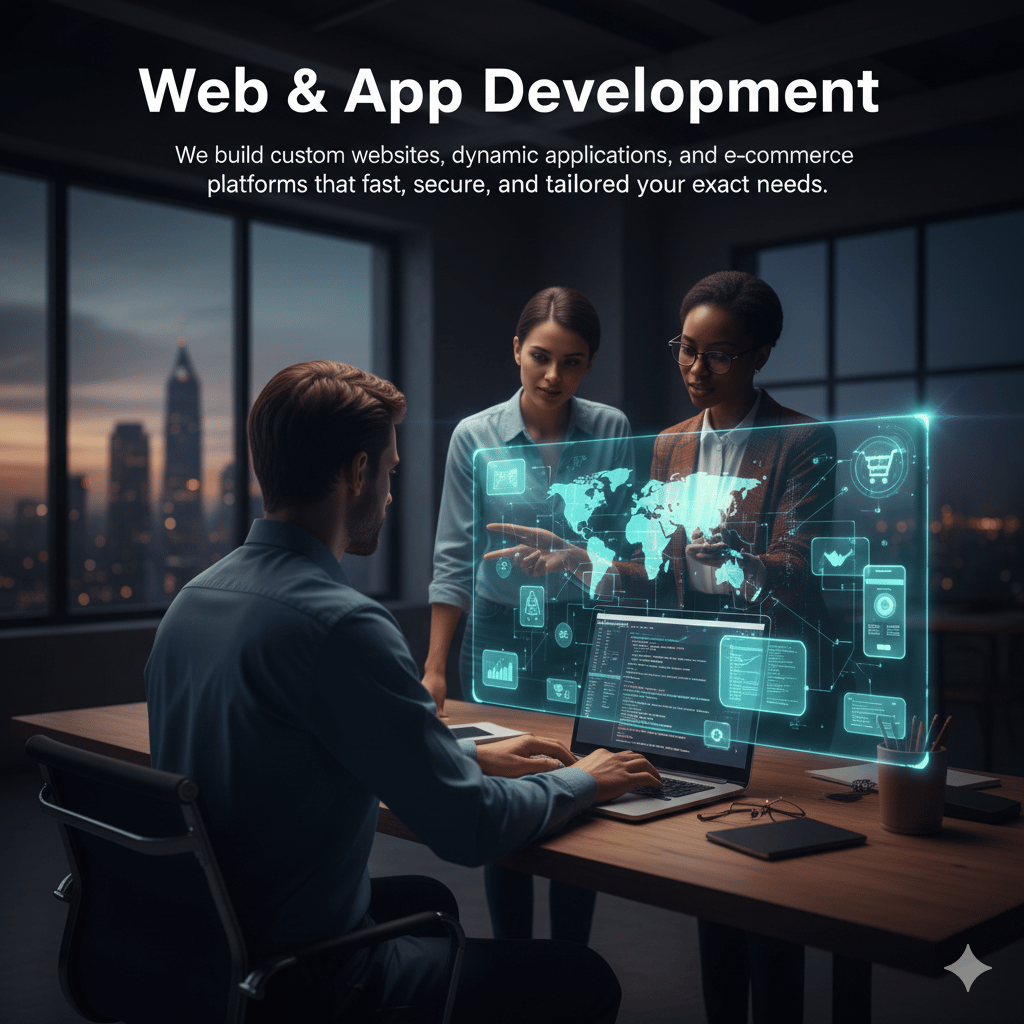 We build custom websites, dynamic applications, and e-commerce platforms that are fast, secure, and 