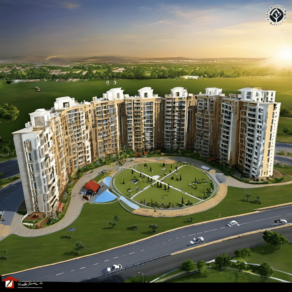 a large apartment complex with a circular shaped building