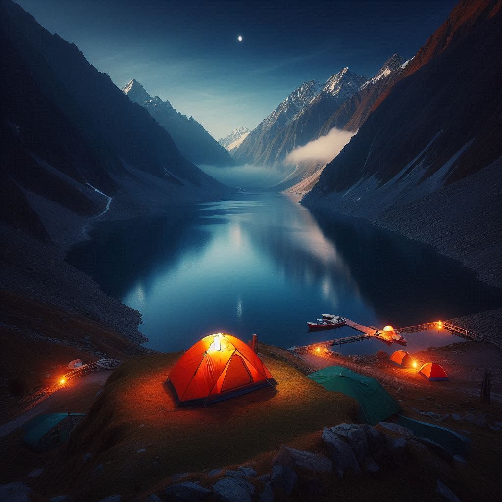 Camping at night at saif ul malook lake