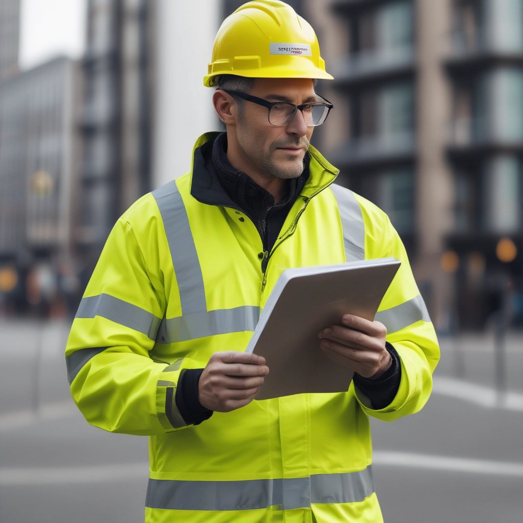 a man in a yellow safety vest and a hard hat
