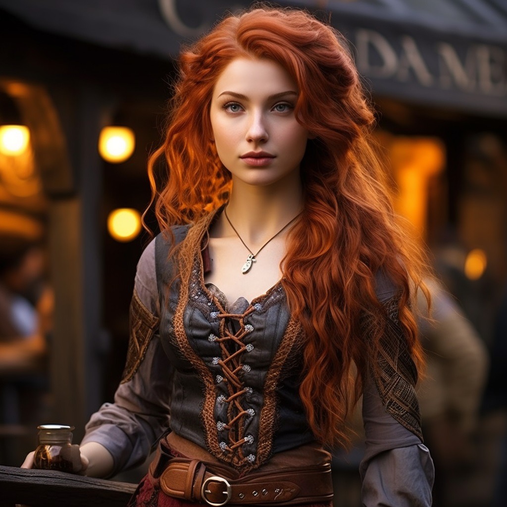 redhead hair pub woman bartender