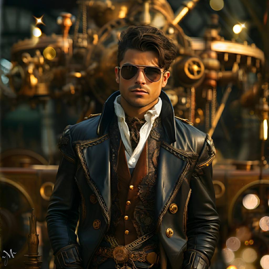 handsome sunglasses gold leather steampunk