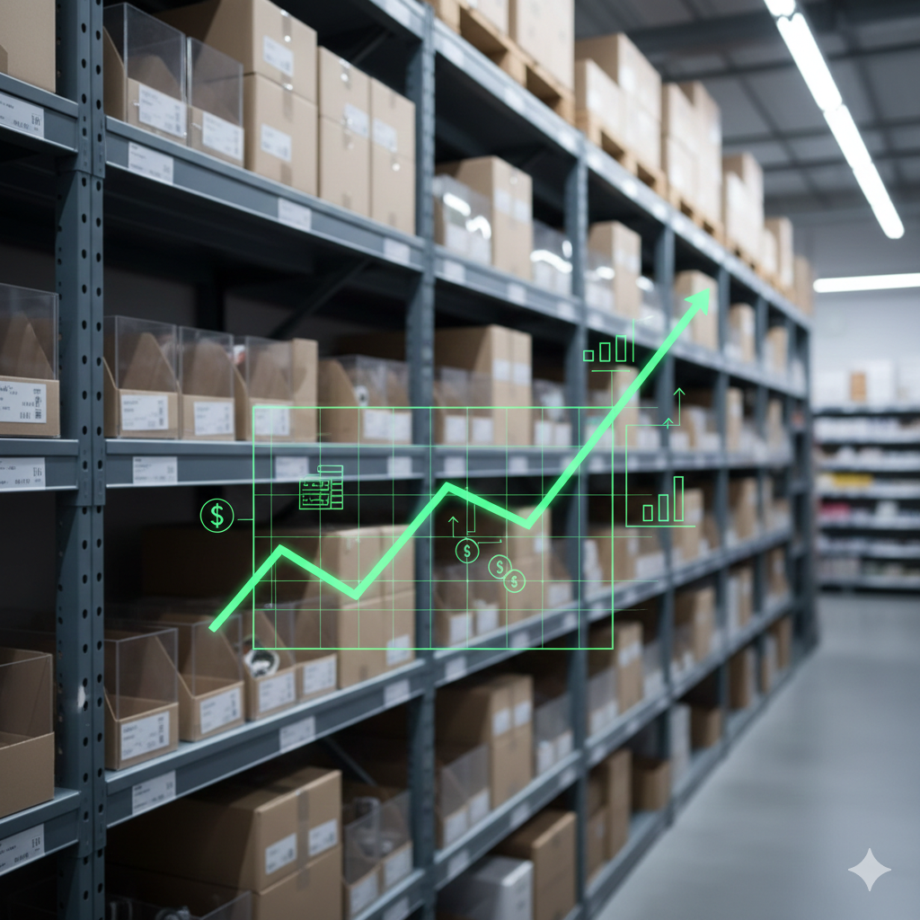 Um setor de estoque com um gráfico