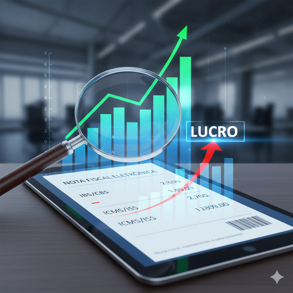 Um tablet com uma lupa.