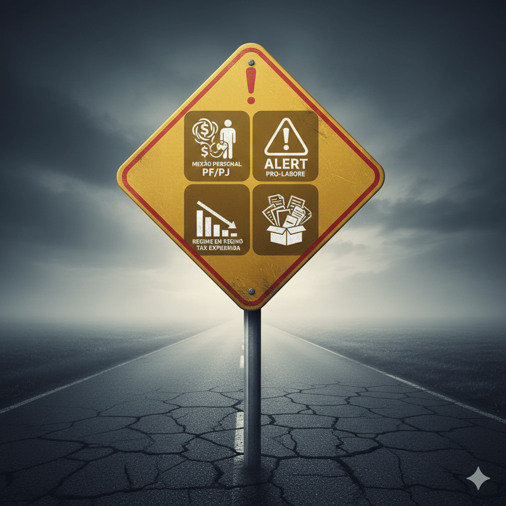 Uma placa amarela com um sinal de alerta na beira de uma estrada.