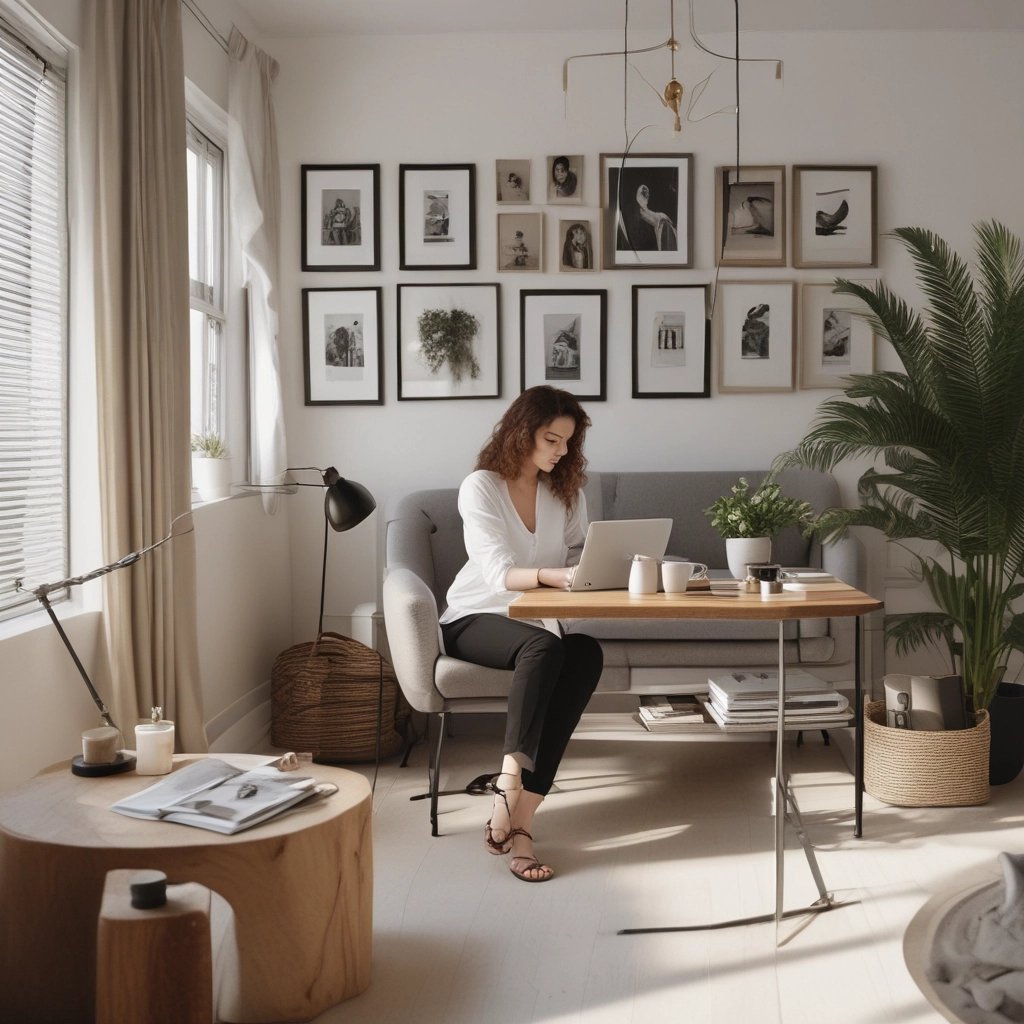 a woman sitting in a chair with a cell phone