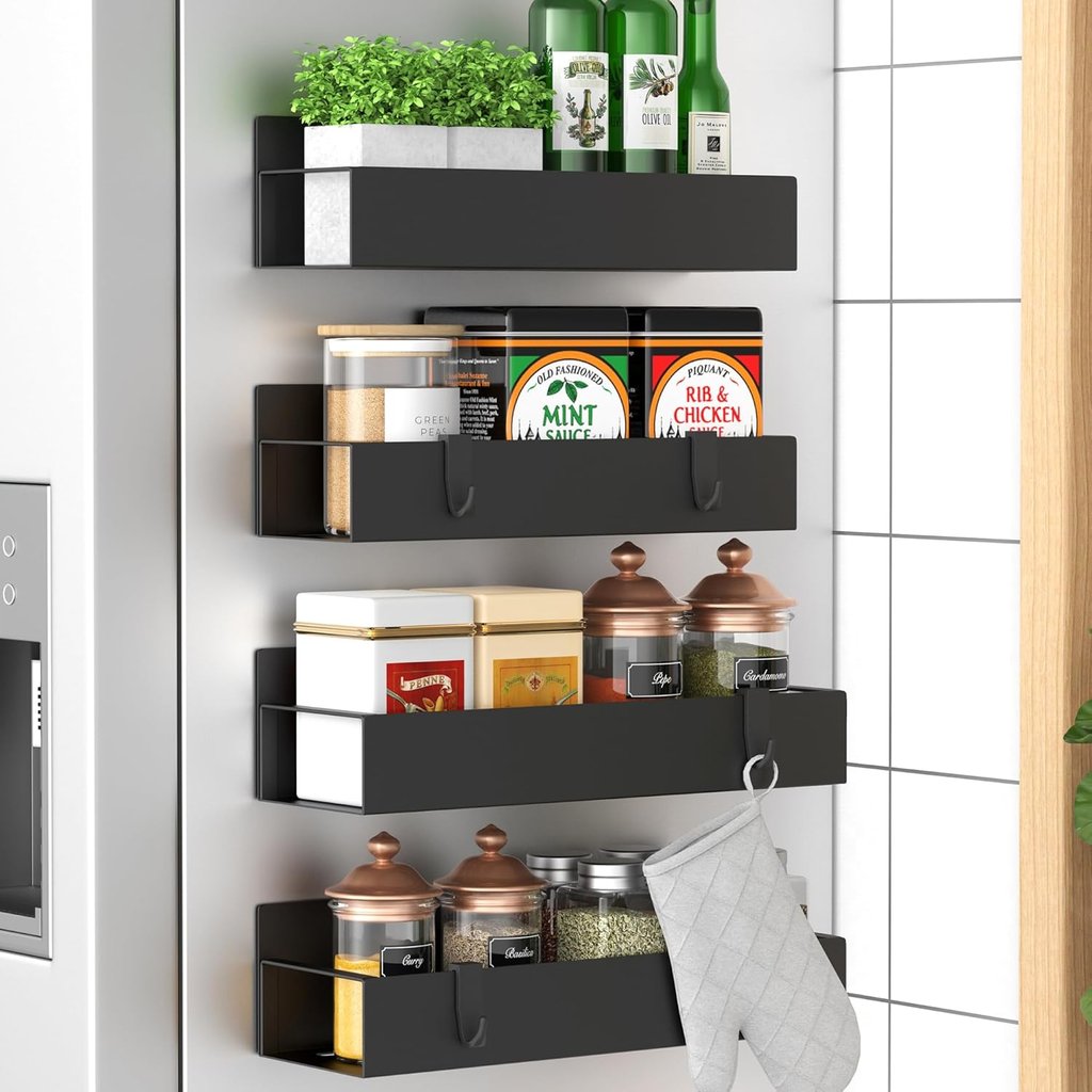 magnetic spice rack for fridge holding multiple jars