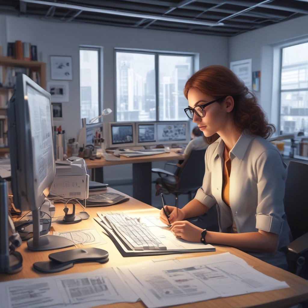 A warm, inviting workspace with modern design elements and natural light.