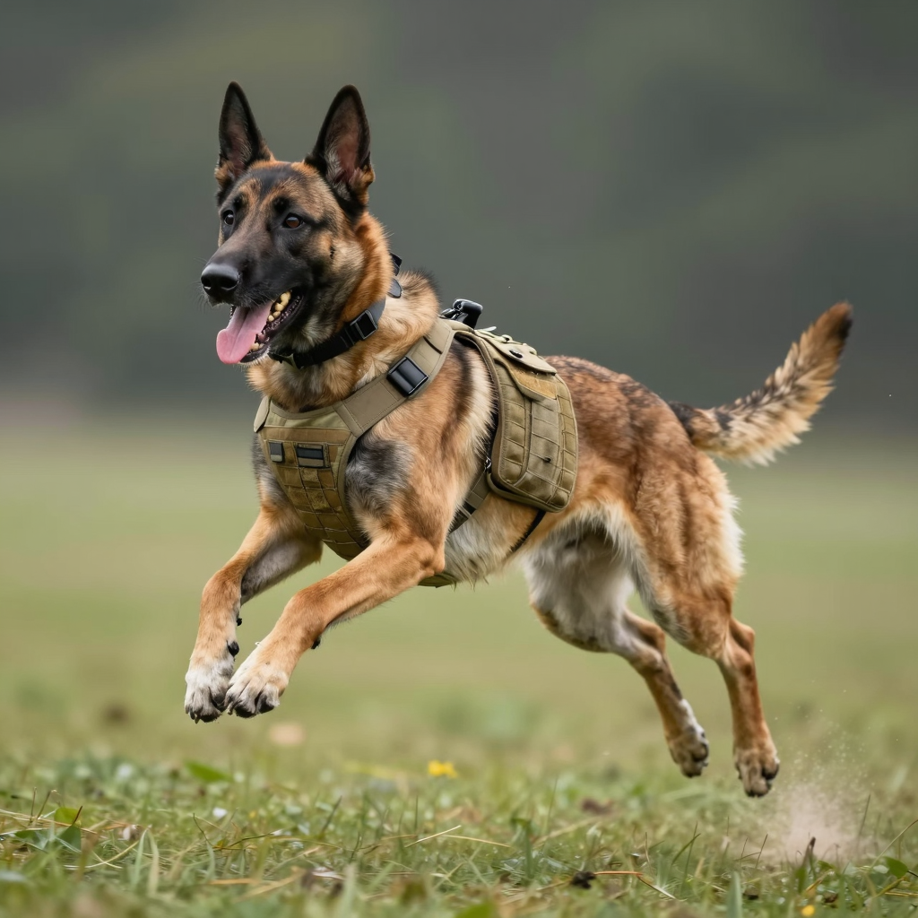 Image of a US Military K-9 in action render.