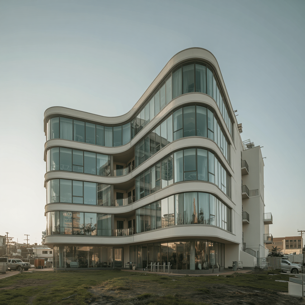 Image frame from AI architecture high end office building presentation video