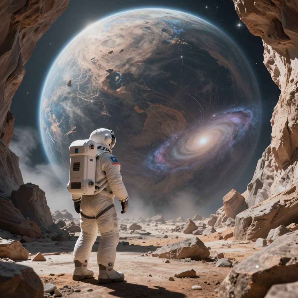 Image of an astronaut looking into the future of possibilities.