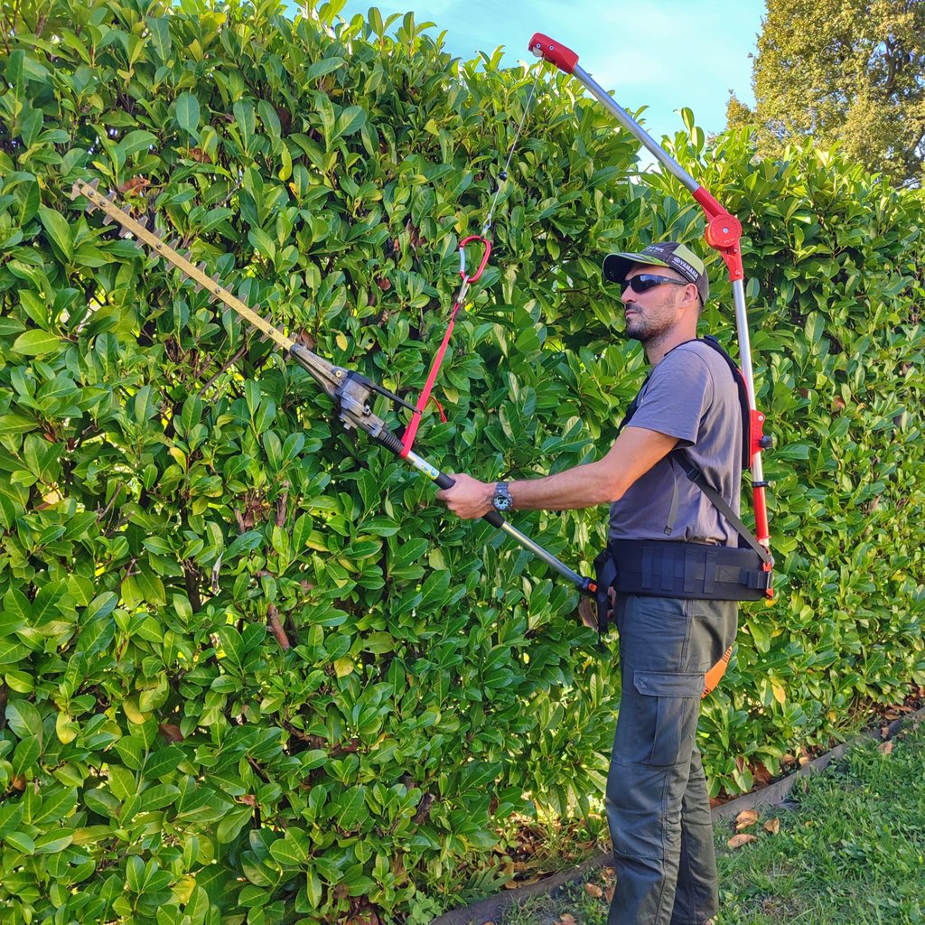 Taille de haie par un jardinier