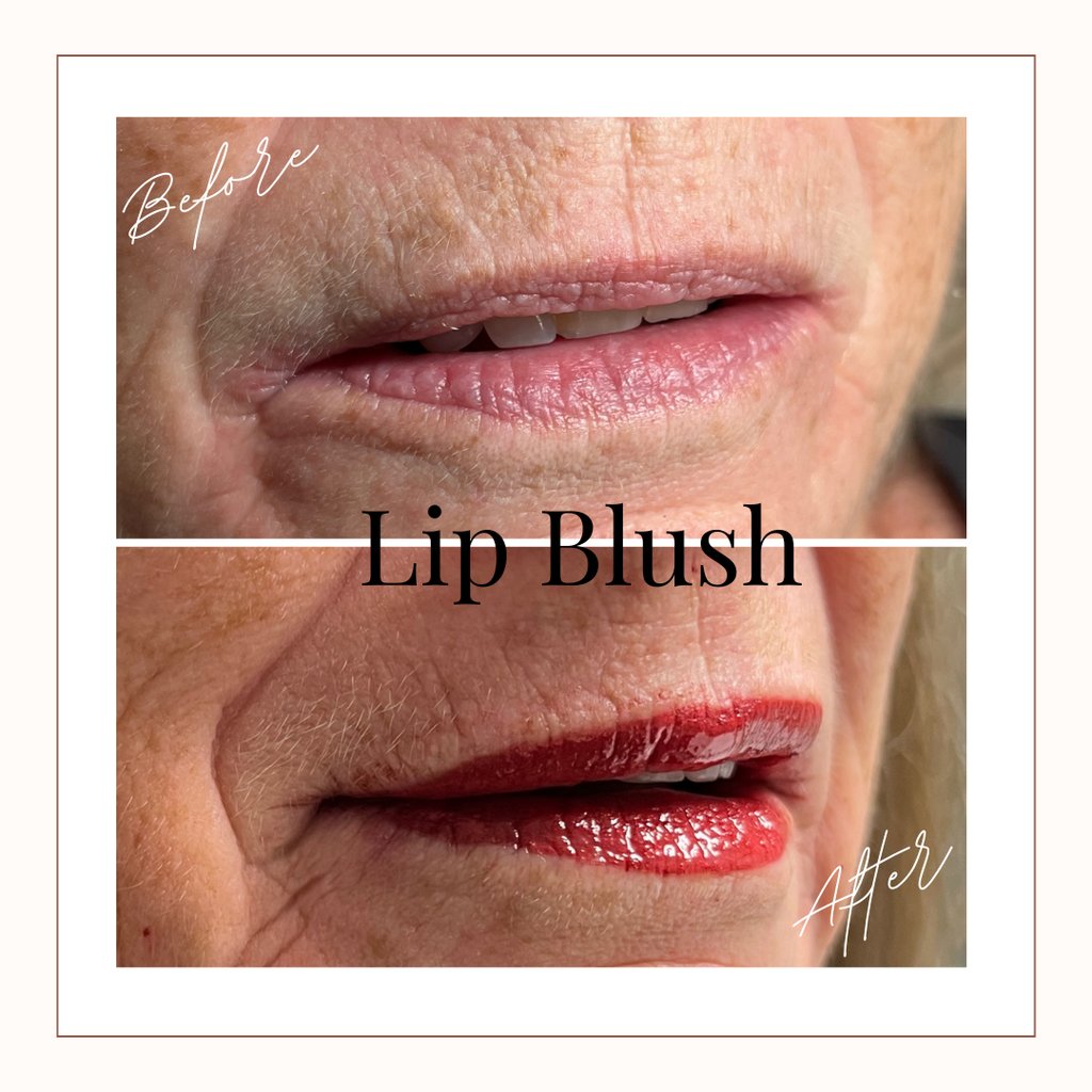 a woman's permanent cosmetics lip blush