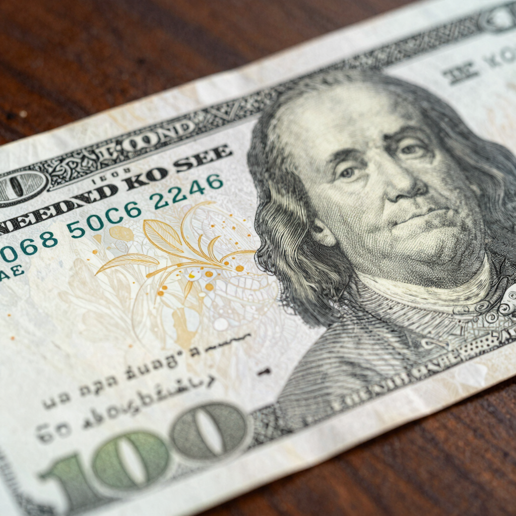 20 banknote on green textile