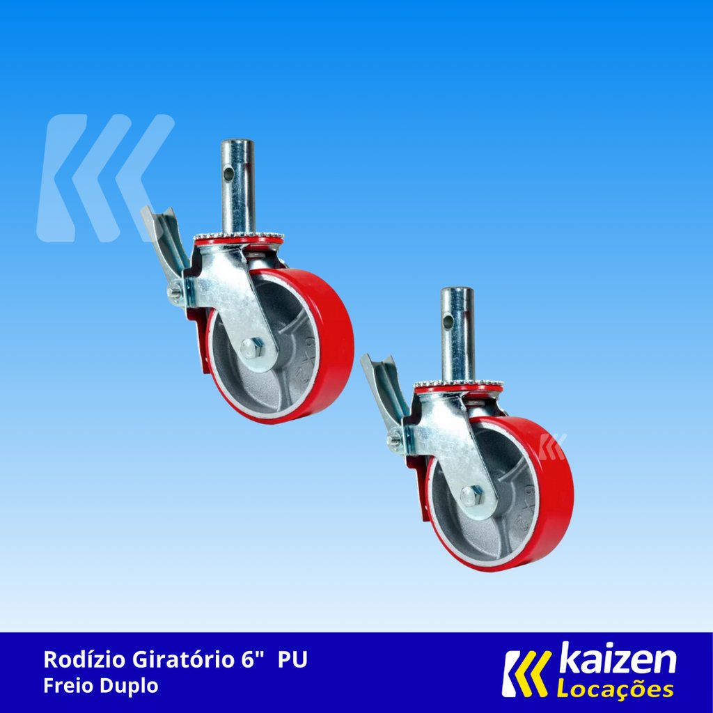 Rodízio Giratório 6" PU Freio Duplo | Kaizen Locações