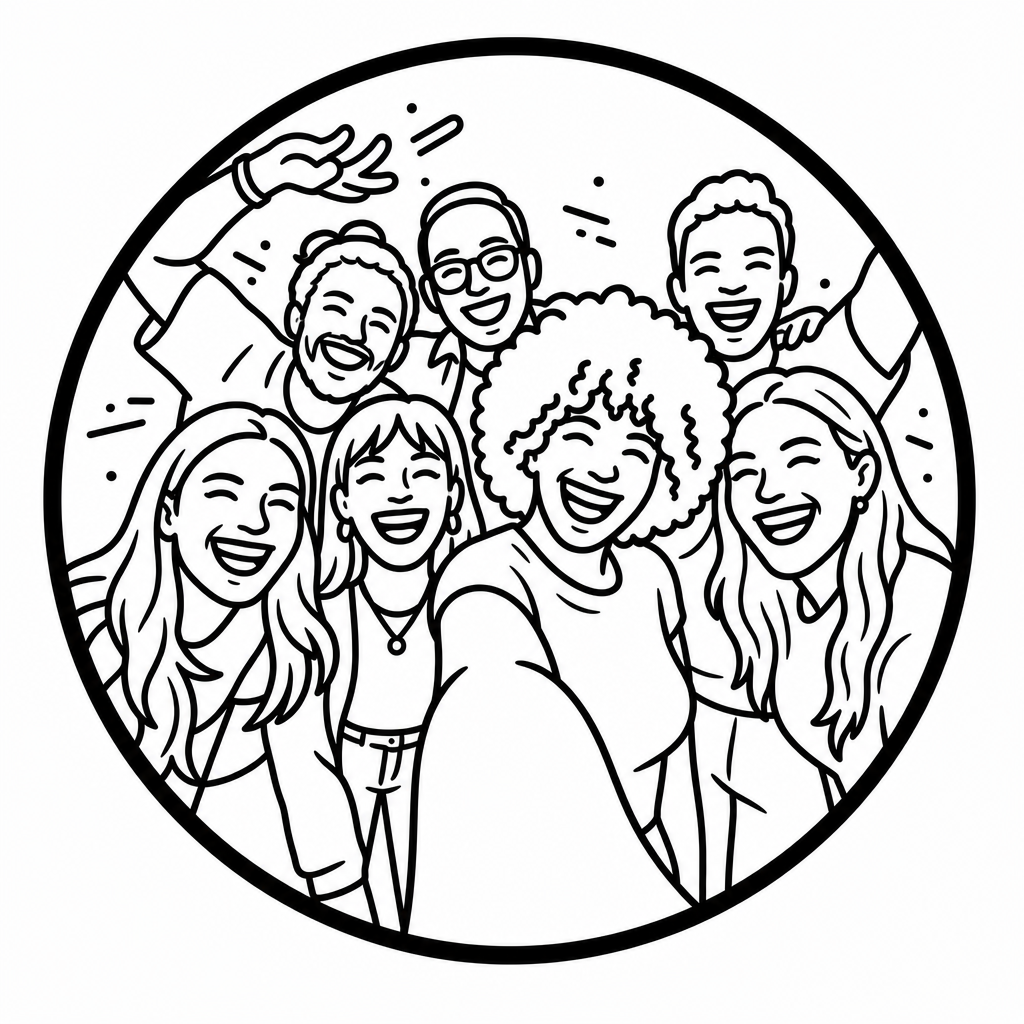 a group of people laughing
