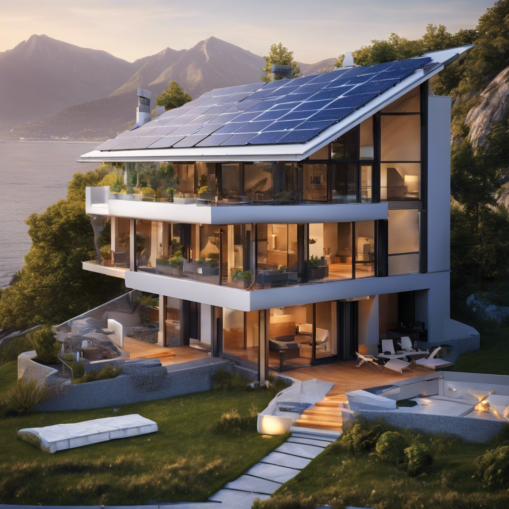 Dům se střechou ze solárních panelů využívající solární energii pro svůj domov.