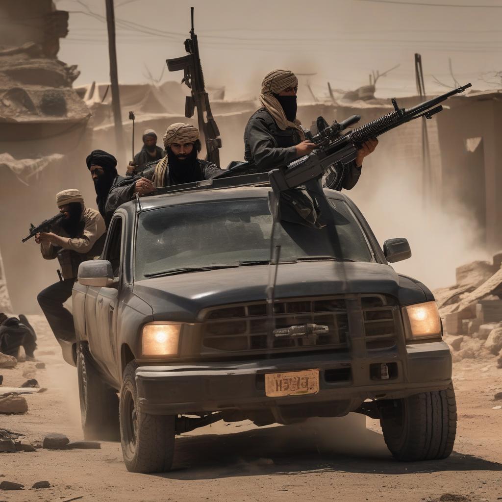 a truck with a gun and gun on the back of it