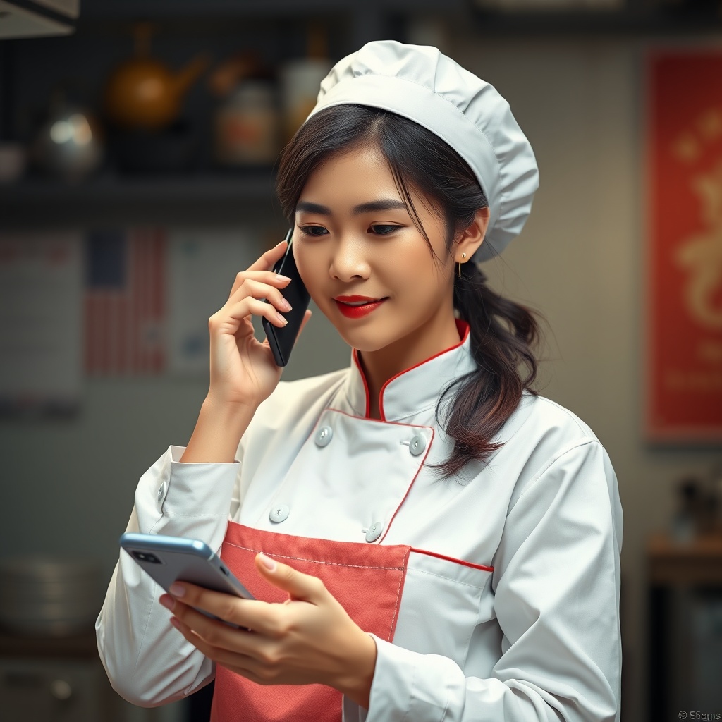 Nhân viên socola Tina Nha Trang nghe điện thoại