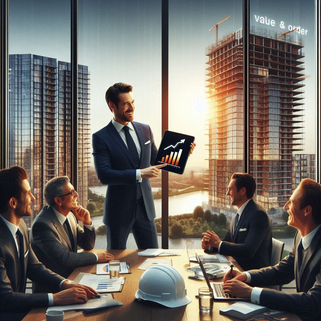 Administrador y desarrollador, analizando nuevo condominio.