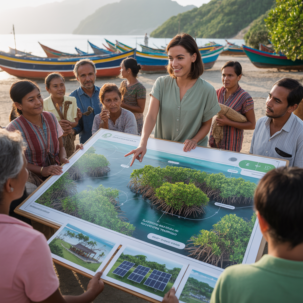 a woman standing in front of a group of people