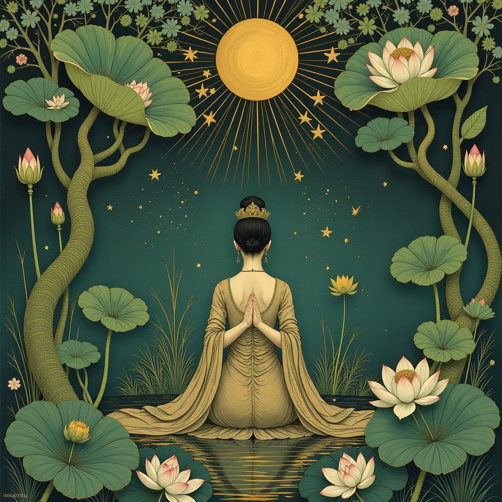 artistic image depicting a woman in meditation