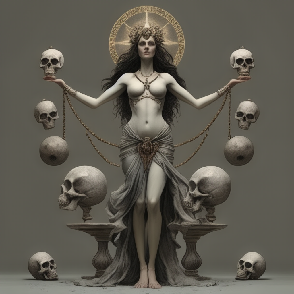 goddess holding skulls 