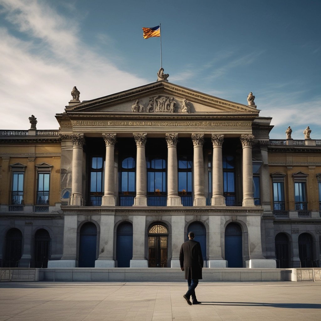 A diverse group of people collaborating around a table with documents and laptops.