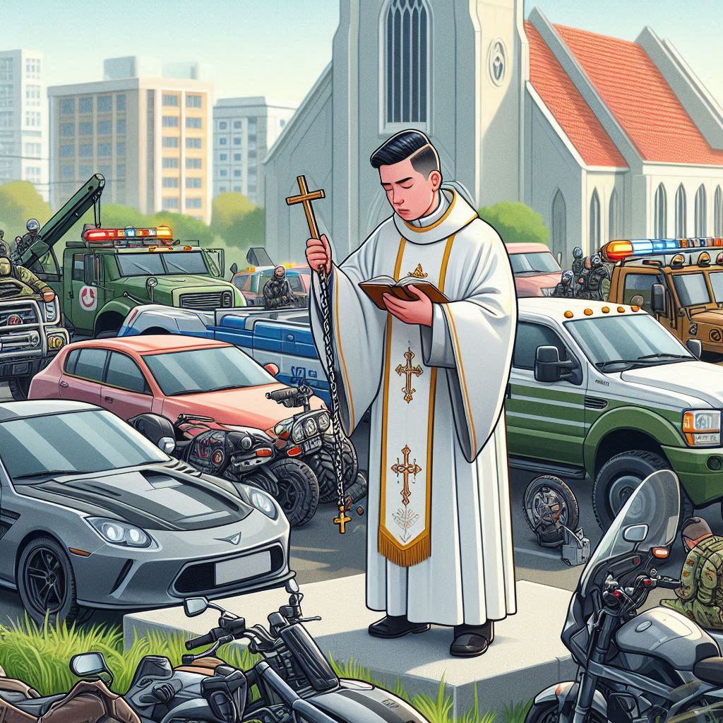 a priest in a white robe and a priest in a white robe