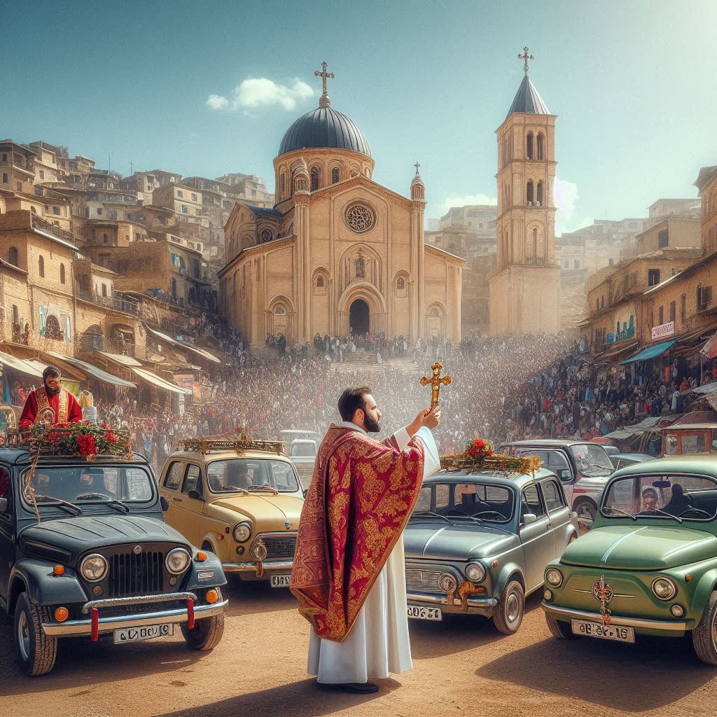 a priest in a red robe and a priest in a red robe