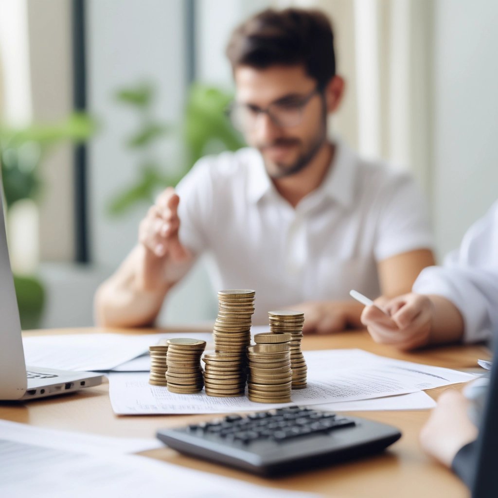 Documents are laid out on a surface, with the largest sheet displaying the text 'Petition to File for Bankruptcy'. Several forms and paperwork are visible underneath, suggesting a formal or legal context.