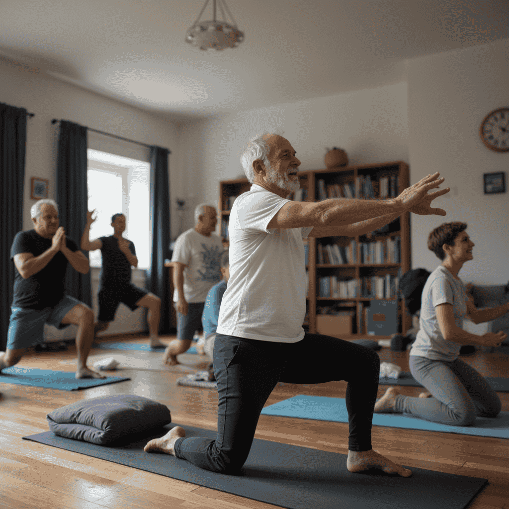 Seniors practicing Yoga