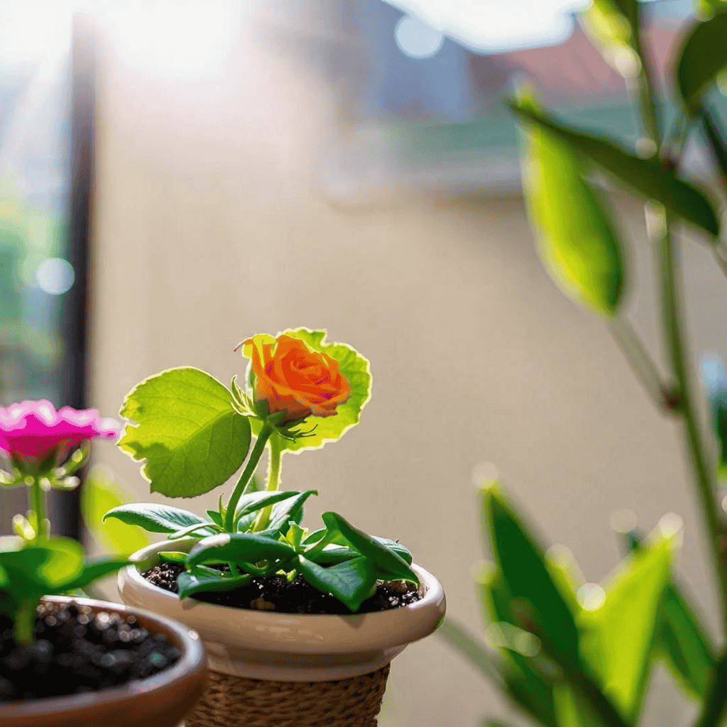 Growing flowers in a pot