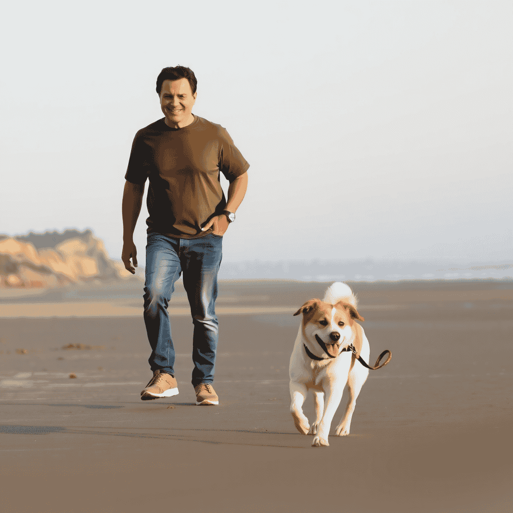 Man and dog on the beach