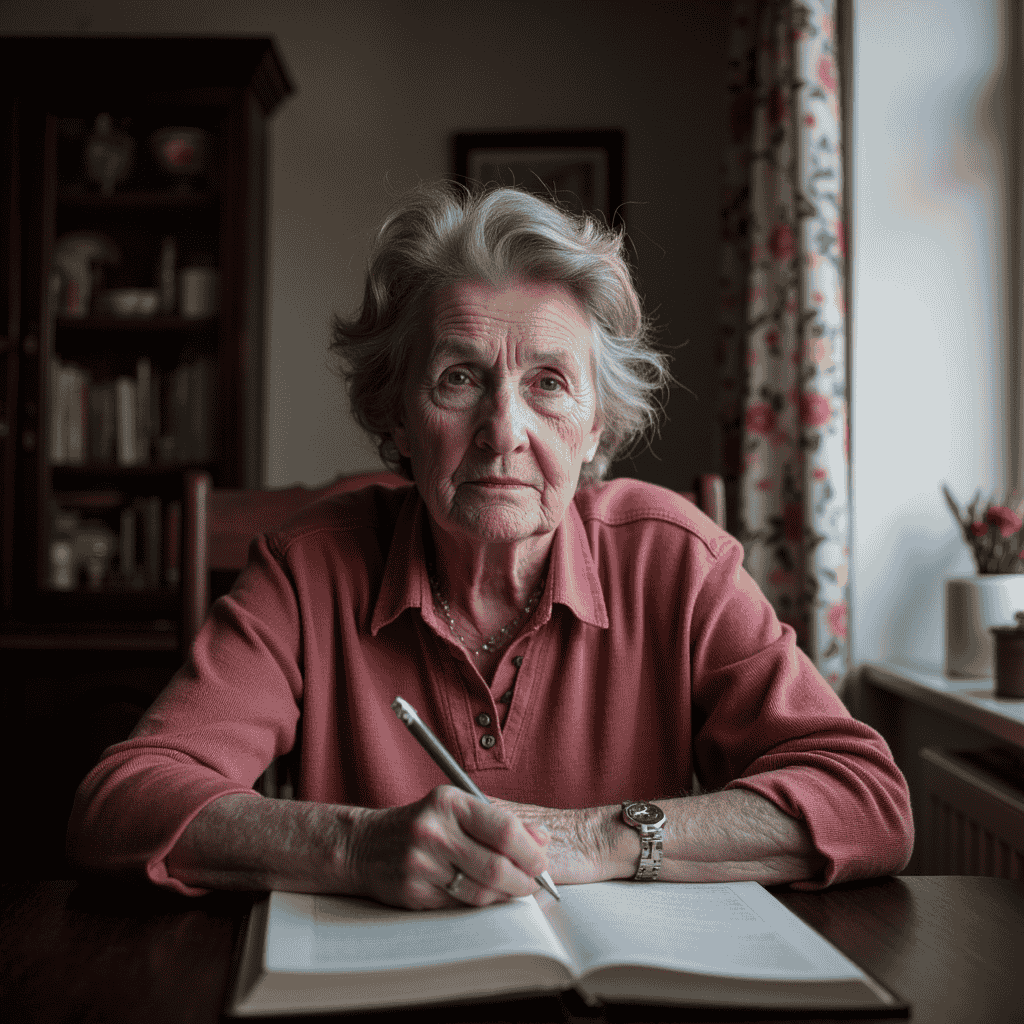Woman writing a book