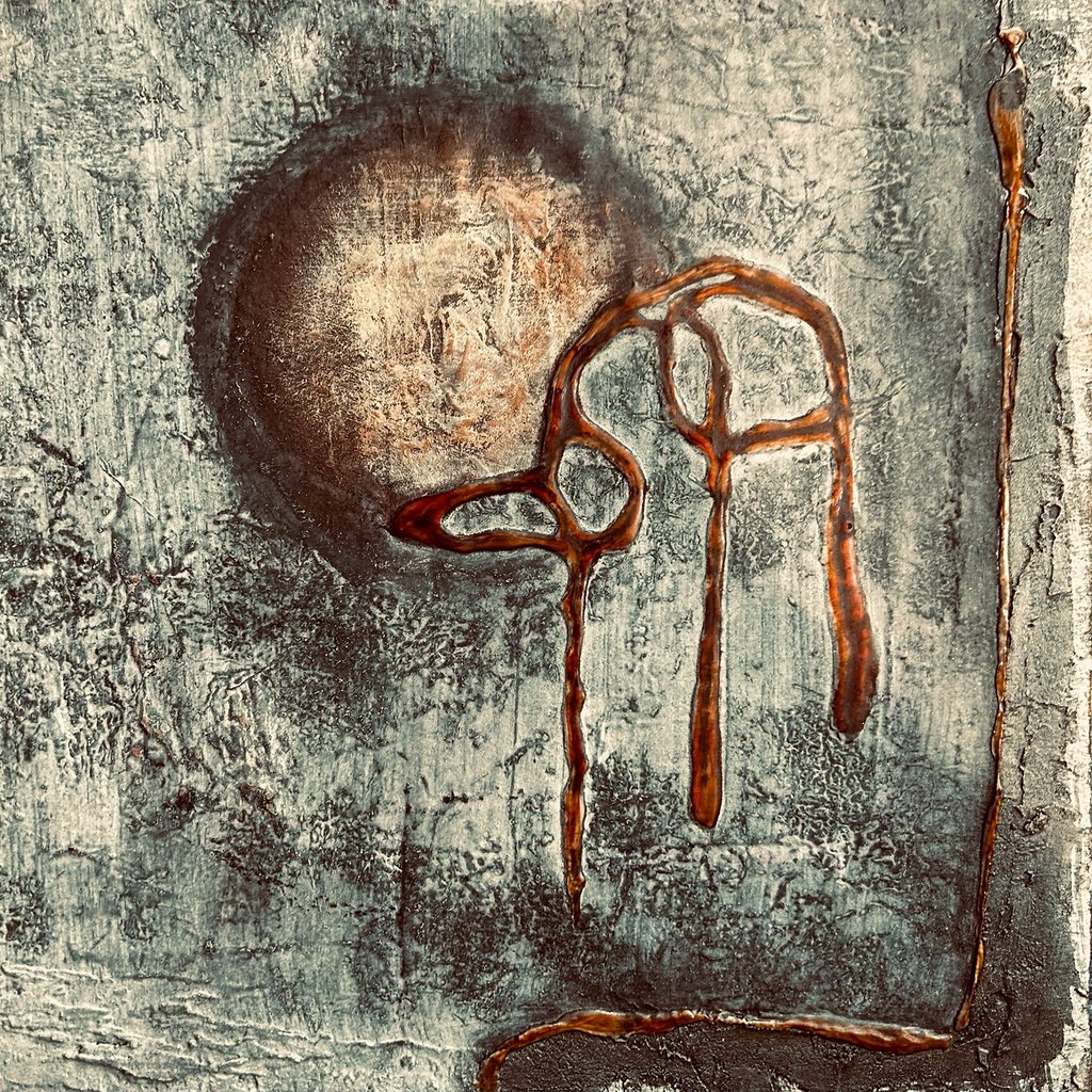 Mixed media abstract art. Neo Expressionism abstract art. Laurence Moracchini Ditchling Studio.