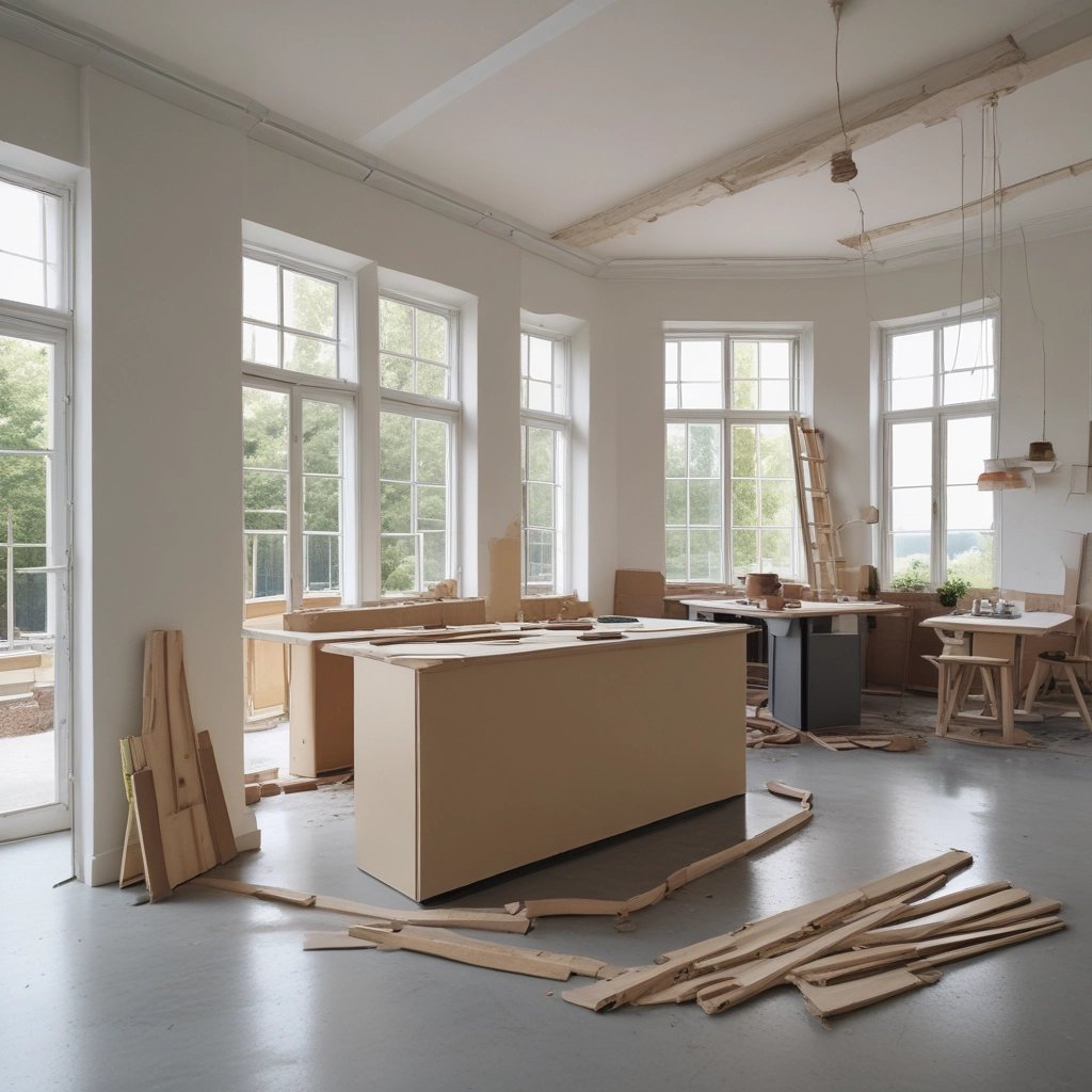Photo d'un intérieur en plein travaux