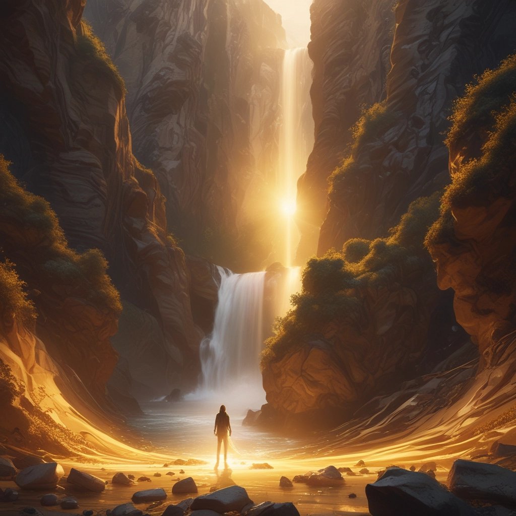 A person realizing they hold the same universal energy within them that they thought was external