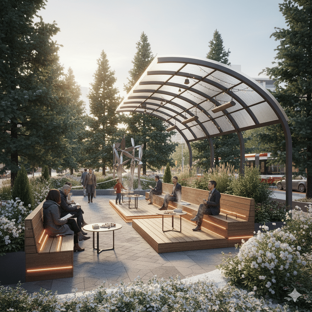 Urban public realm architecture study exploring mobility corridors and civic spaces in Toronto