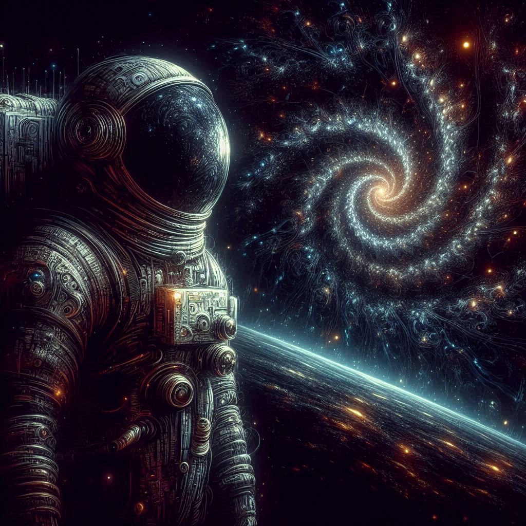 Galactic spiral astronaut portrait | simcaart.com