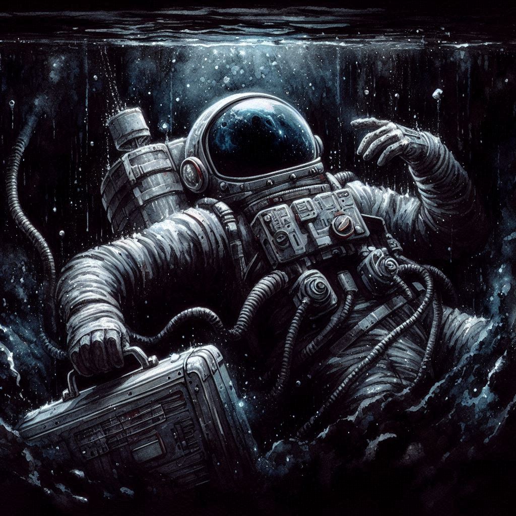 Astronaut, underwater | simcaart.com