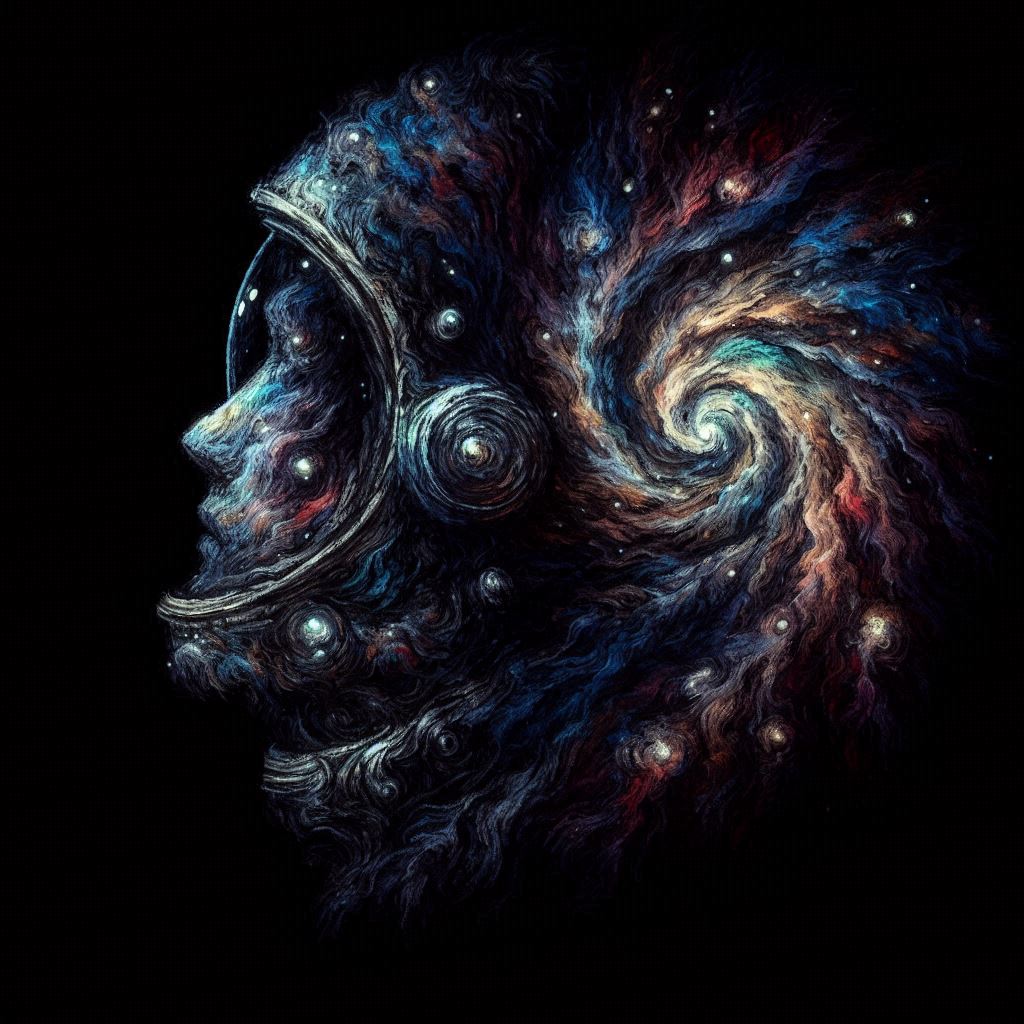 Side-view abstract spaceman art | simcaart.com