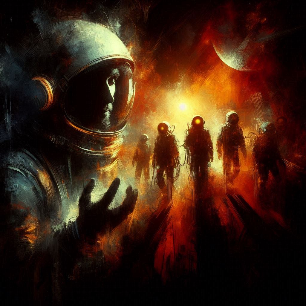 Astronauts | Abstract art | Gloomy | simcaart.com