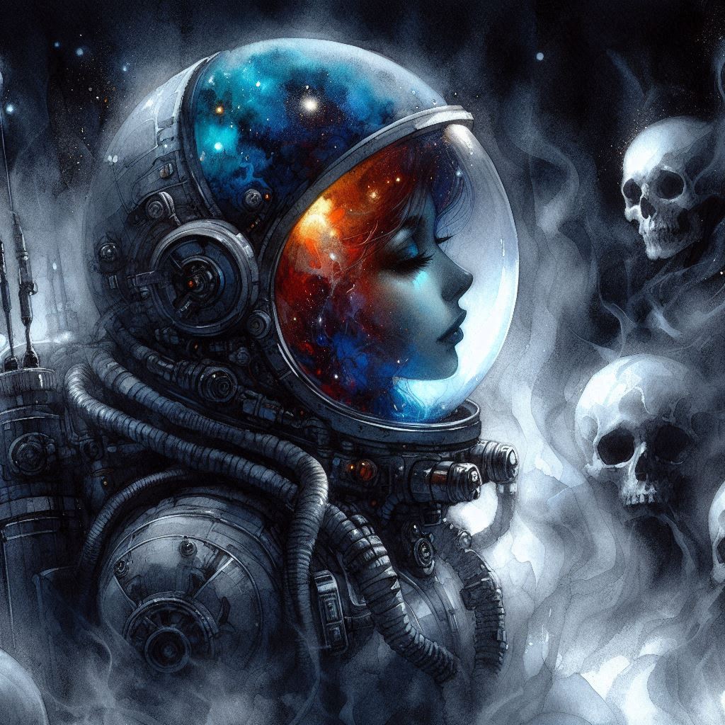 Spacewoman Portrait | Side-view Portrait | simcaart.com