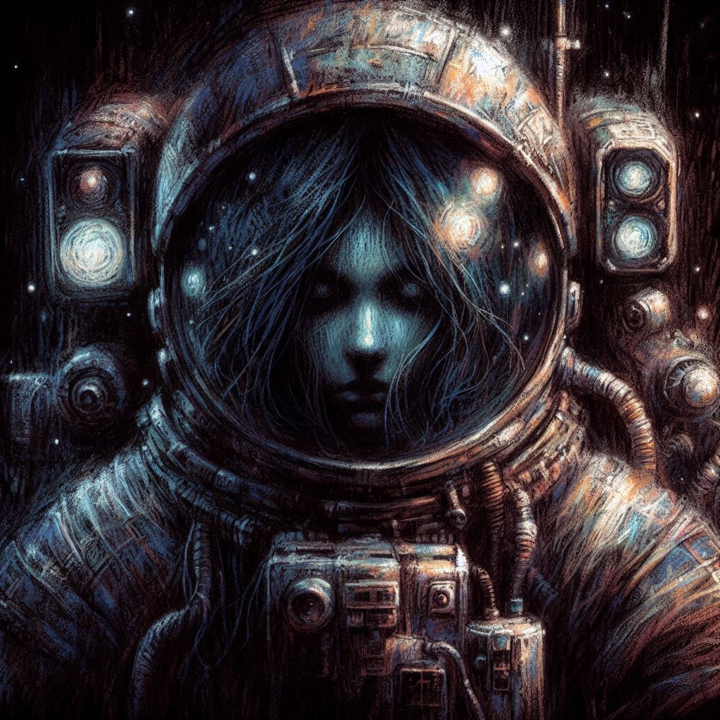 Impressionist style astronaut | Spacewoman | simcaart.com