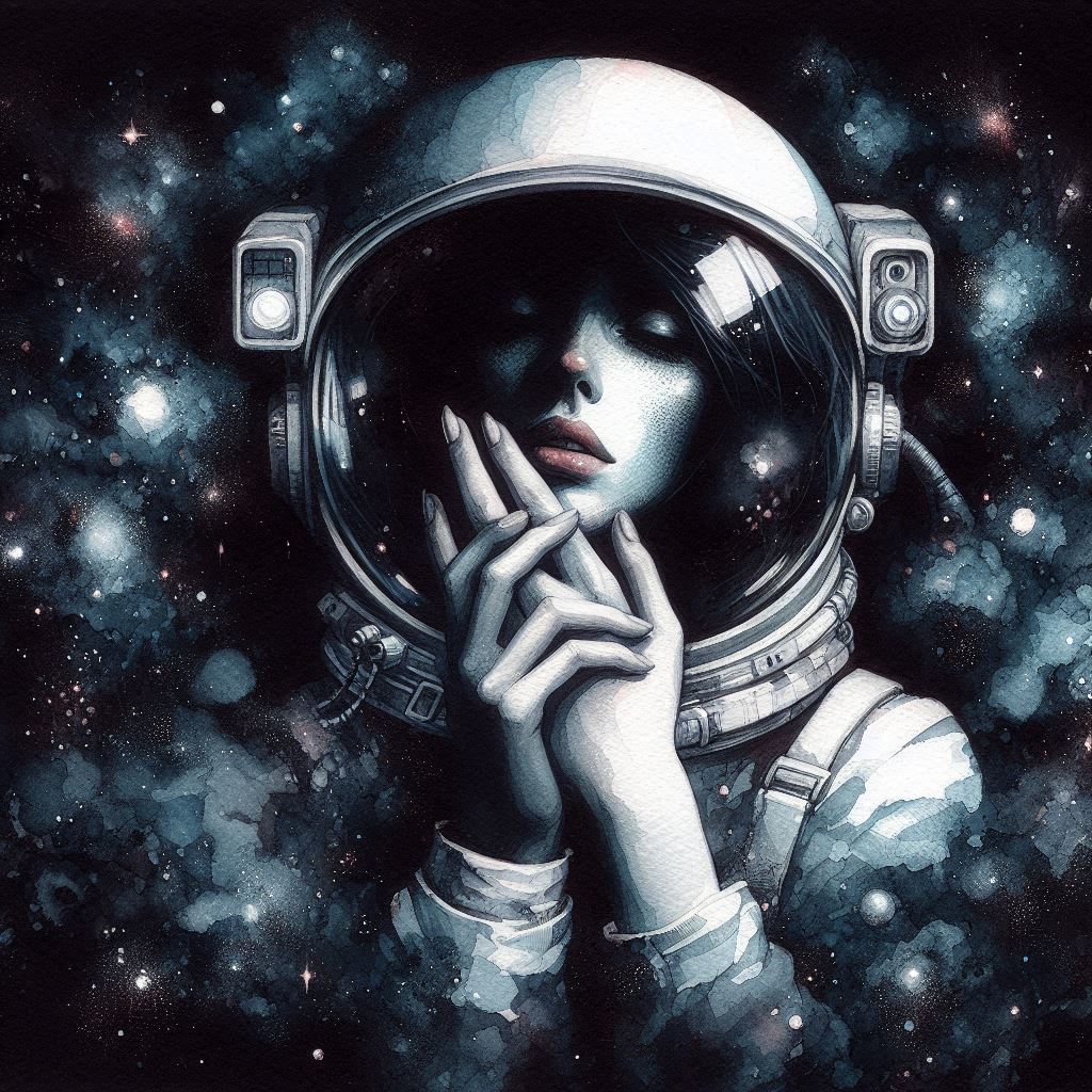 Cosmic Astronaut Portrait | Spacewoman | simcaart.com