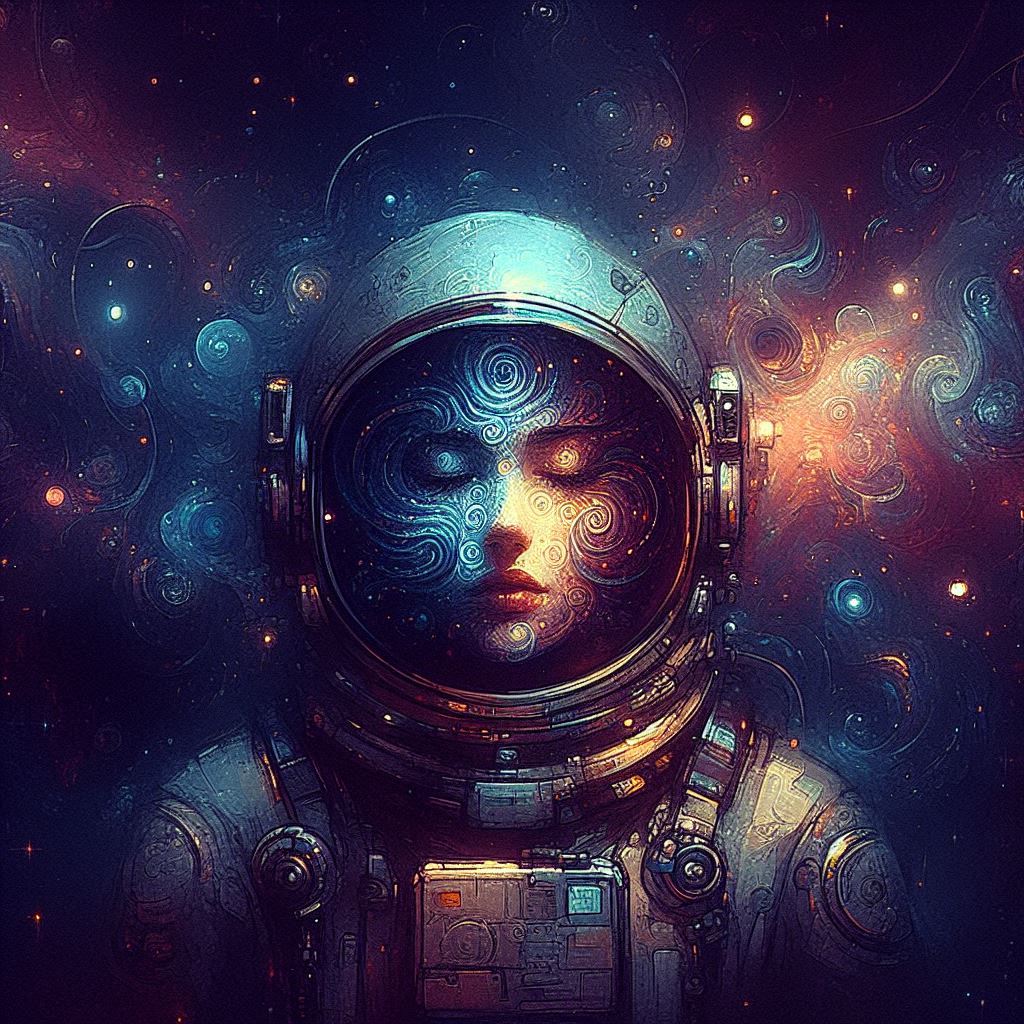 Deep calm cosmic space girl | Astronaut | simcaart.com